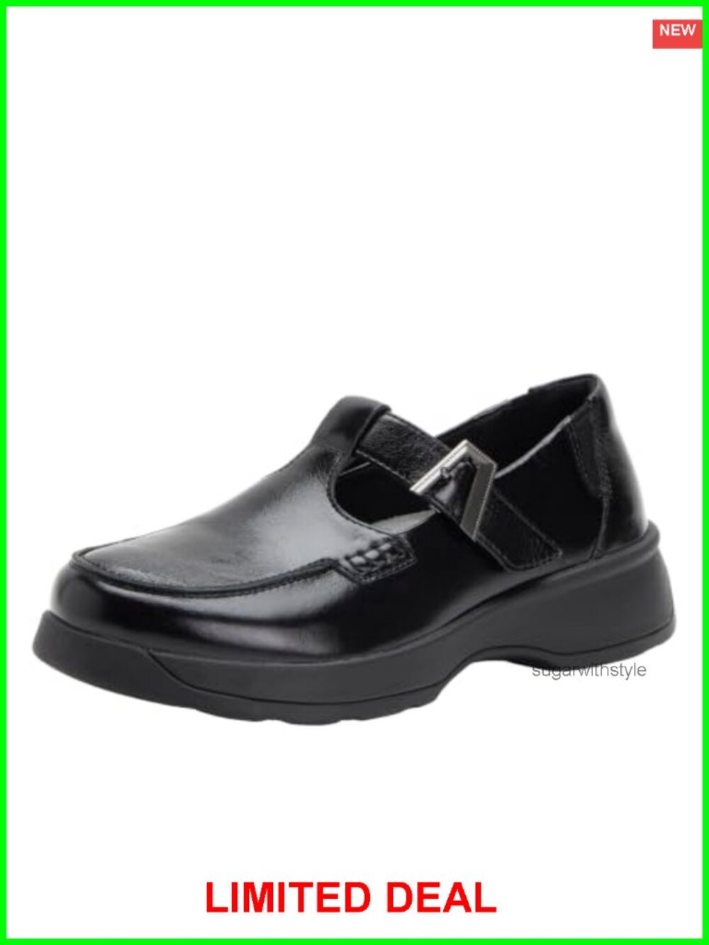 Alegria Women's Leather T-Strap Loafer Work Shoe Slip-Resistant